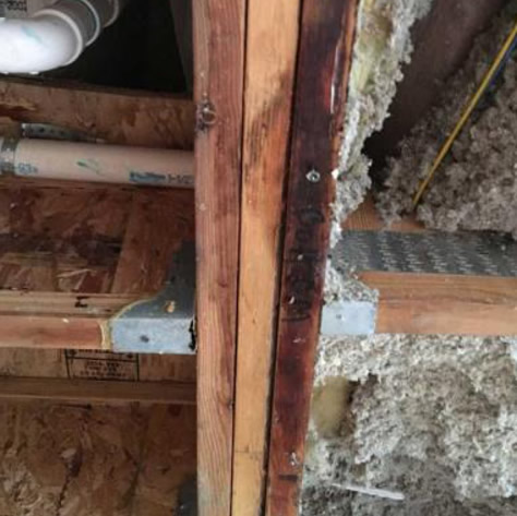 Beams with water damage